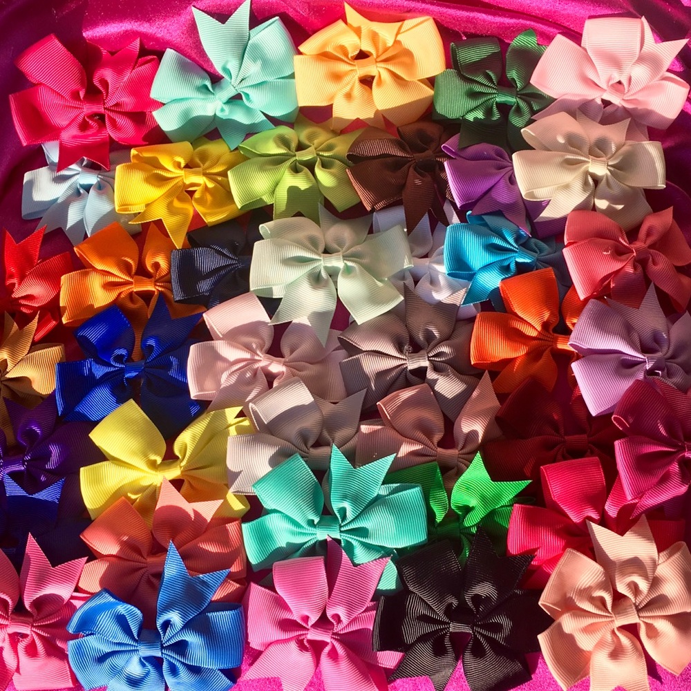 Hair Bows - 40 Matching Hair Clips - 20 Pair/40 Colors - Bag Charms